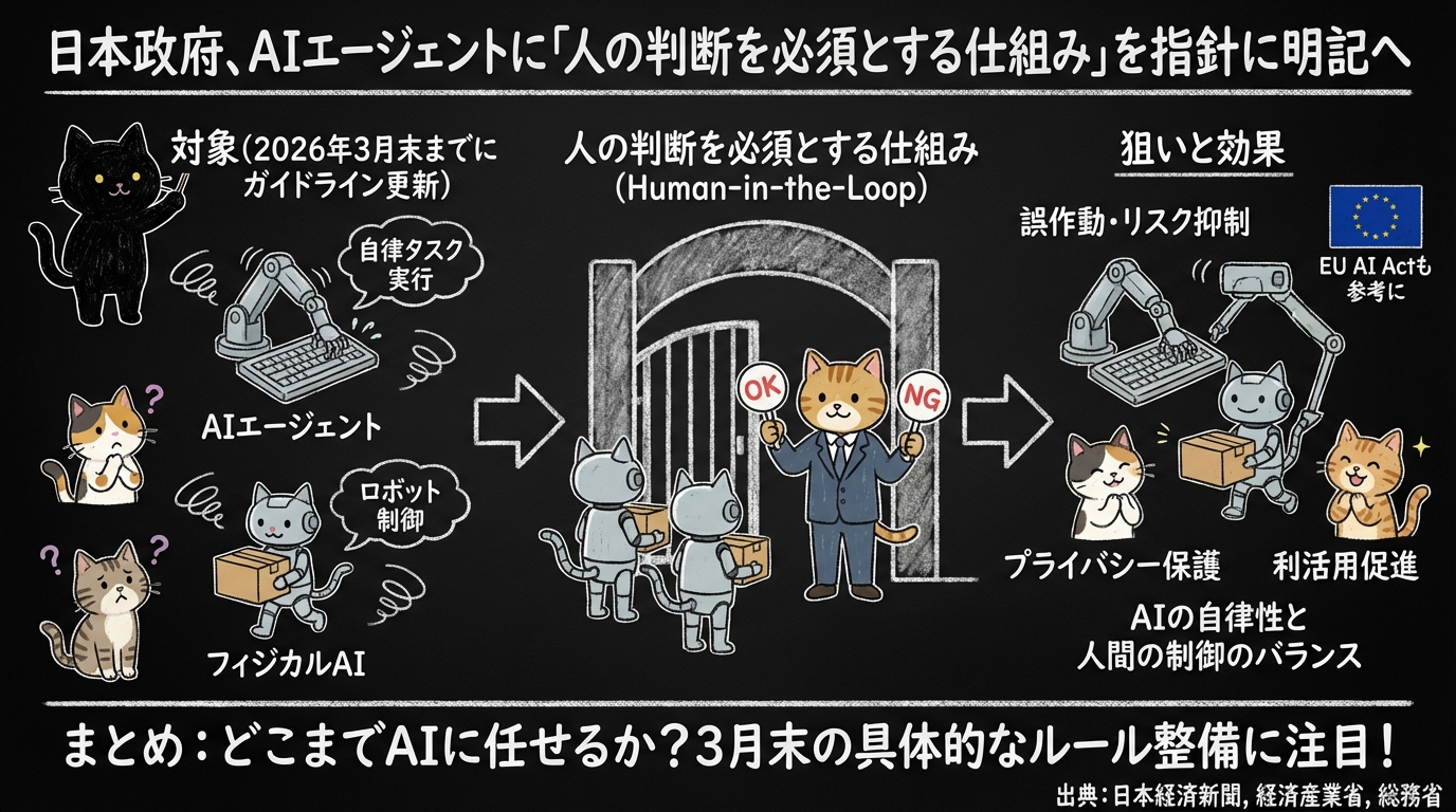 日本政府、AIエージェントに「人の判断を必須とする仕組み」を指針に明記へ