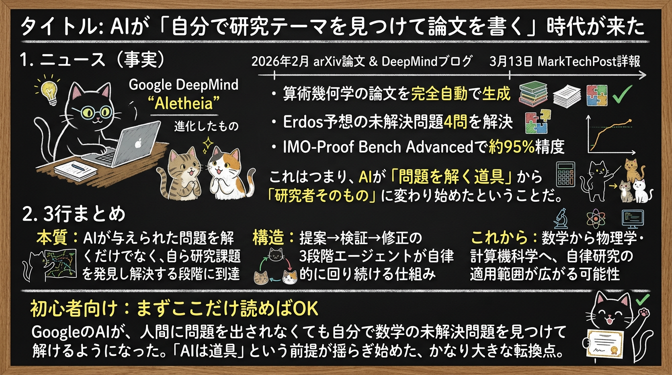 AIが「自分で研究テーマを見つけて論文を書く」時代が来た — Google DeepMind「Aletheia」の衝撃