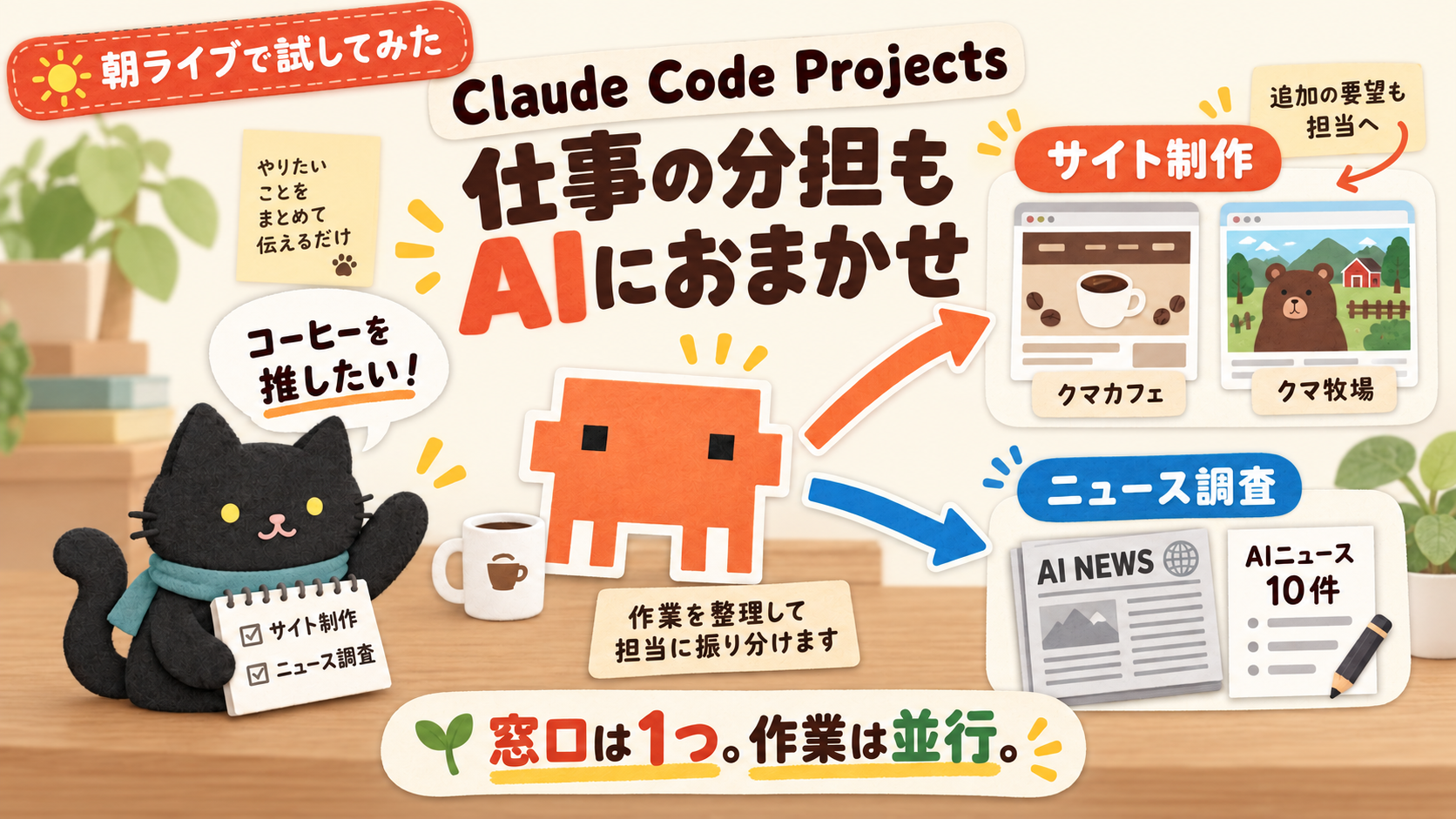 AIに仕事の分担もお願いできる？Claude Code Projectsを朝ライブで試してみました