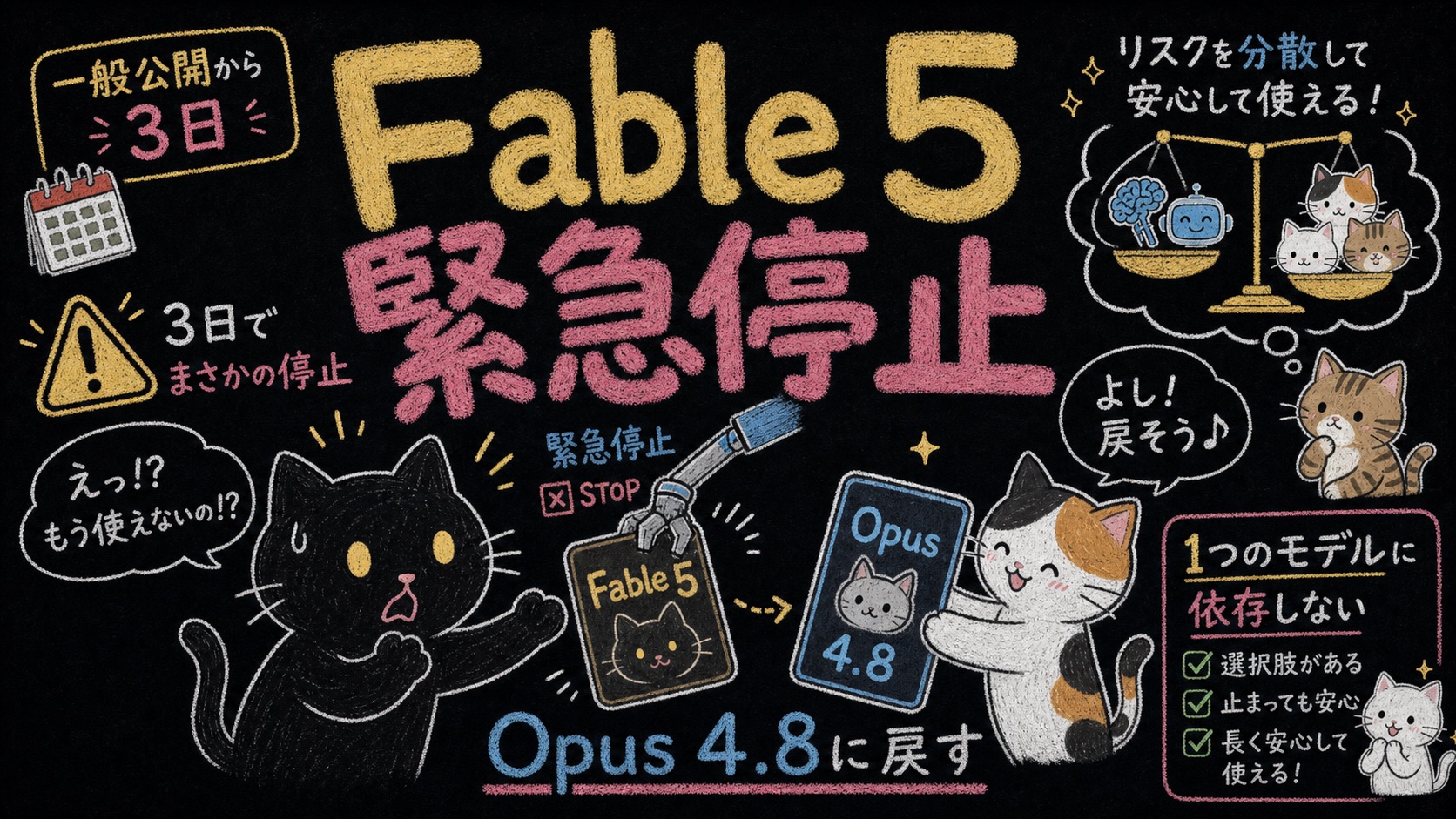 一般公開からわずか3日、Fable 5が緊急停止——「使い倒そう」と書いた私が、Opusに戻して考えたこと