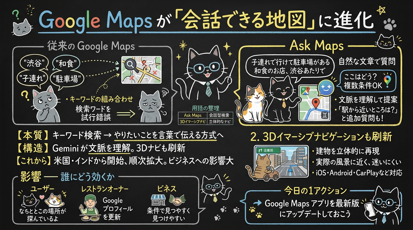 Google Maps が「会話できる地図」に進化 — Ask Maps で変わるお店の探し方