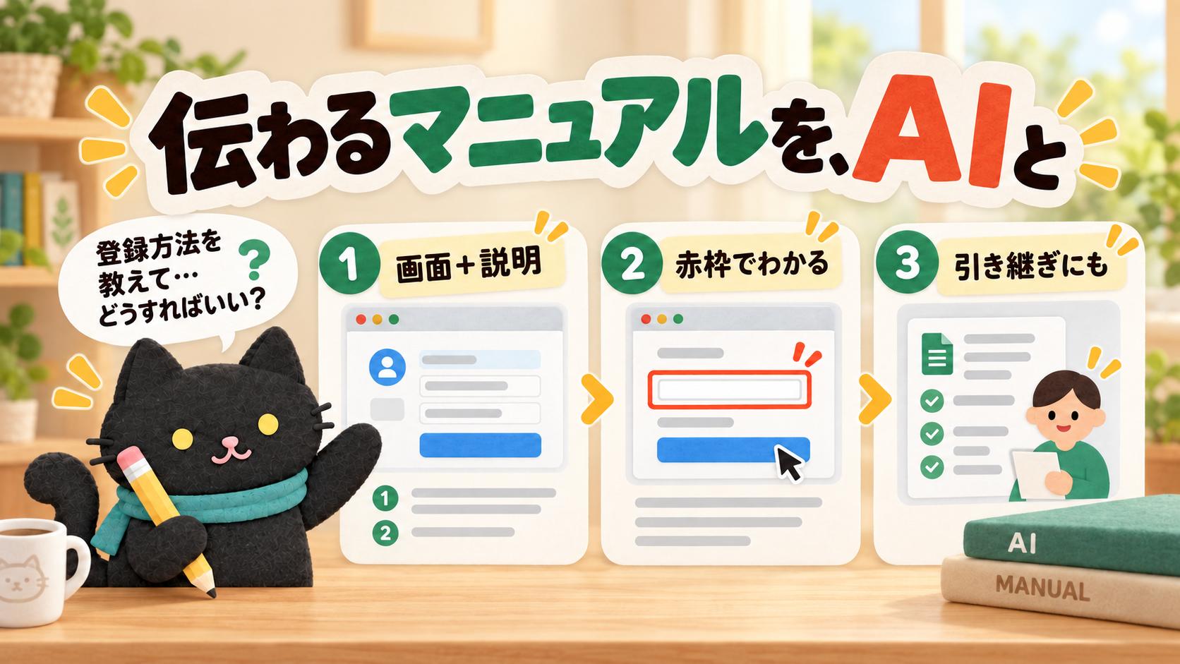 「登録方法を教えて」を画像付き手順書に。AIで作ったマニュアルを朝ライブで紹介しました