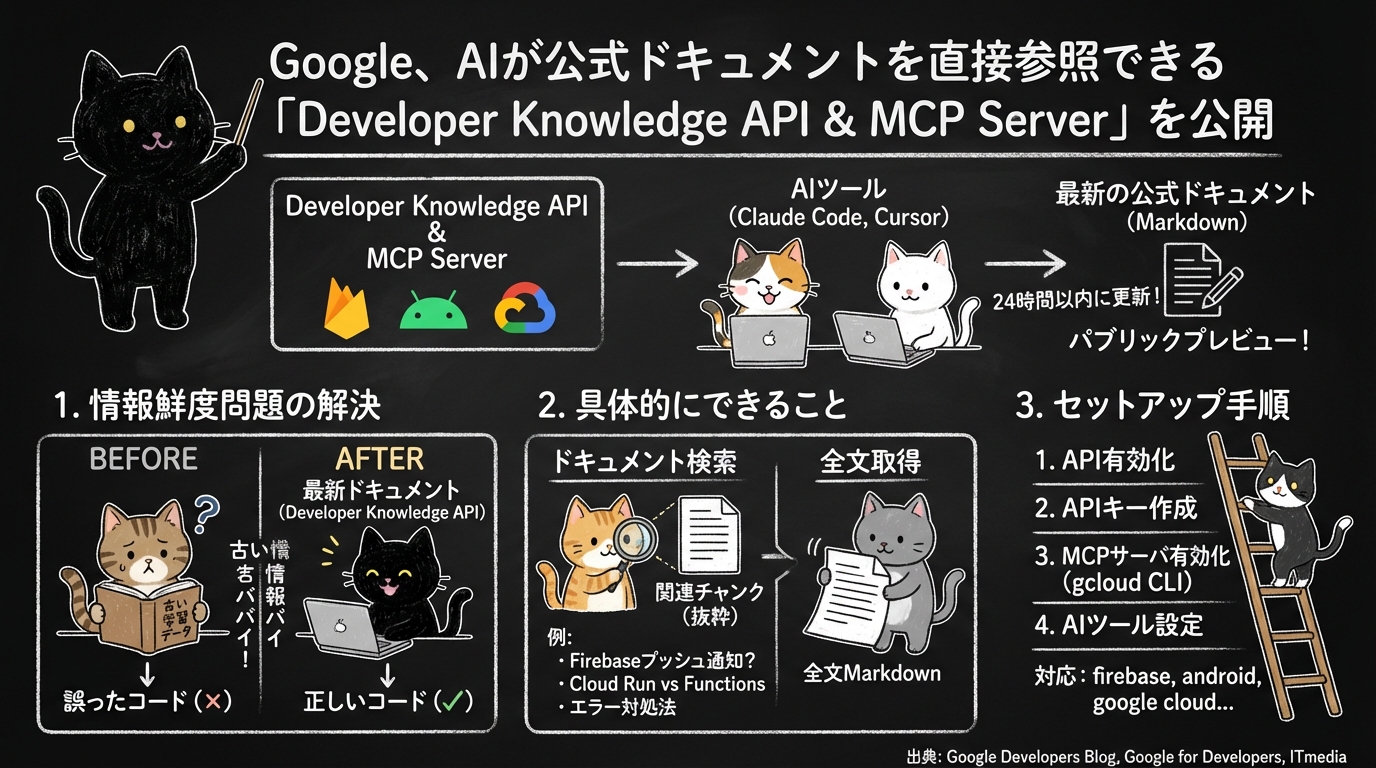 Google、AIが公式ドキュメントを直接参照できる「Developer Knowledge API & MCP Server」を公開