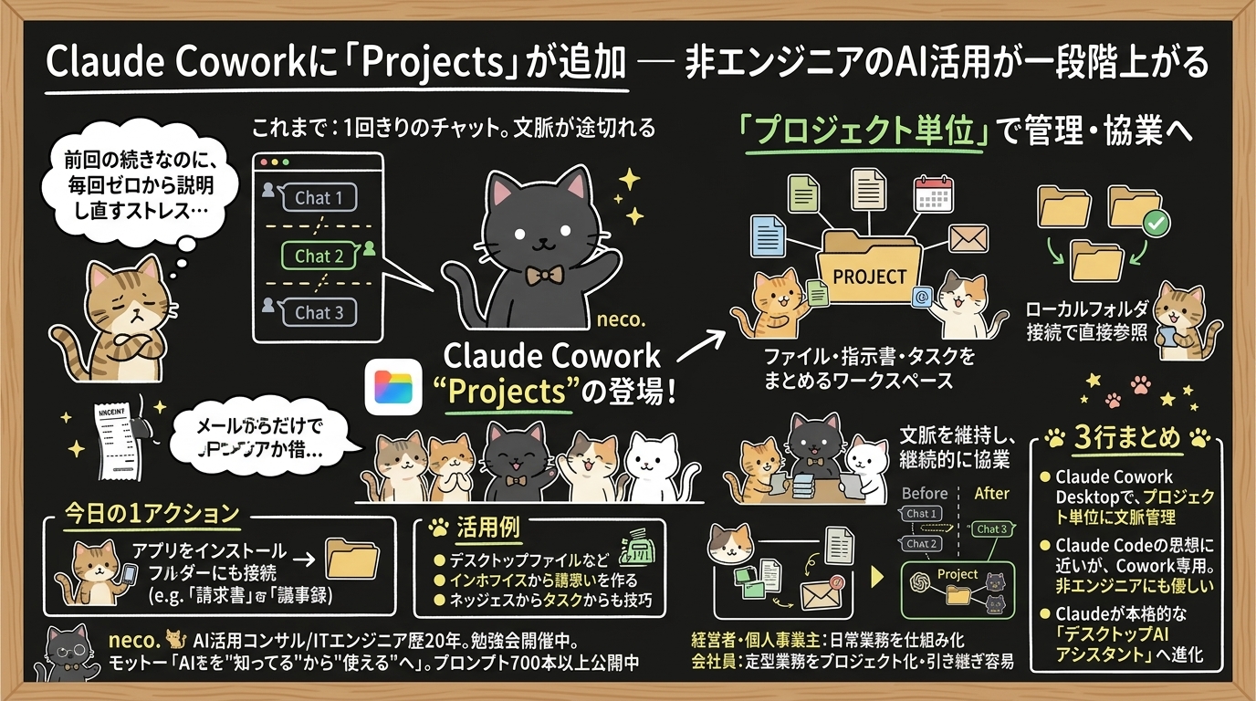 Claude Coworkに「Projects」が追加 — 非エンジニアのAI活用が一段階上がる