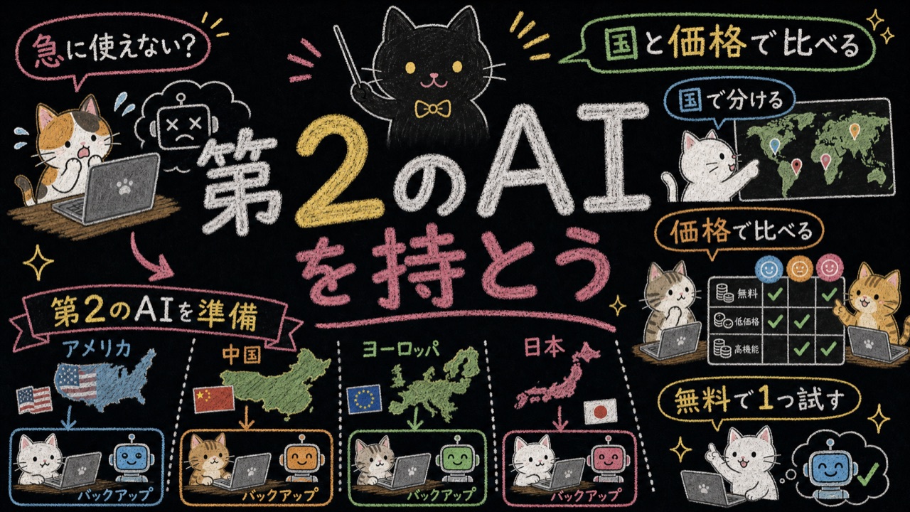 使っていたAIが急に消えたら？｜"第2のAI"を国別・価格で並べてみた