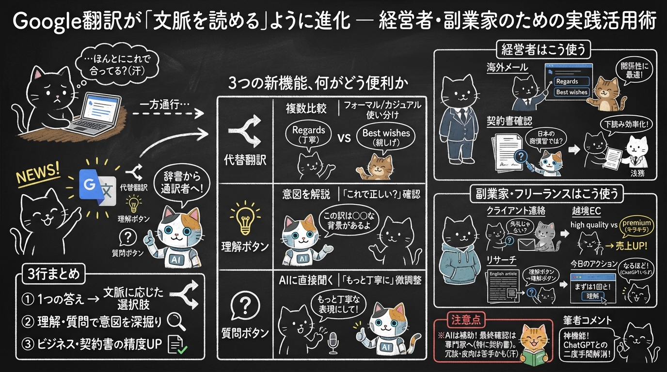 Google翻訳が「文脈を読める」ように進化 — 経営者・副業家のための実践活用術