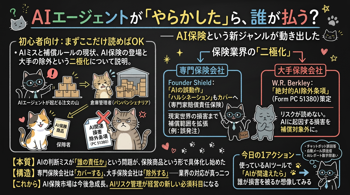 AIエージェントが「やらかした」ら、誰が払う？ — AI保険という新ジャンルが動き出した