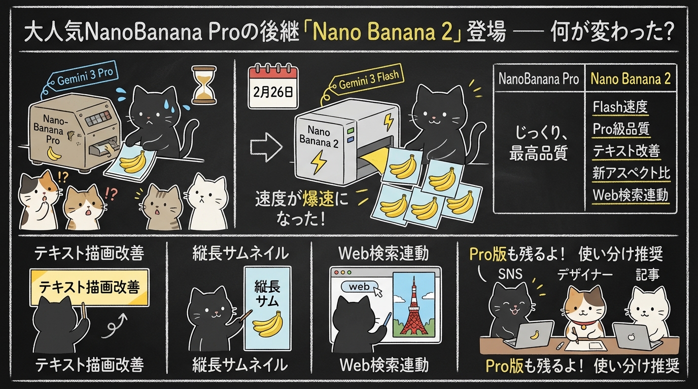 大人気NanoBanana Proの後継「Nano Banana 2」登場 — 何が変わった？