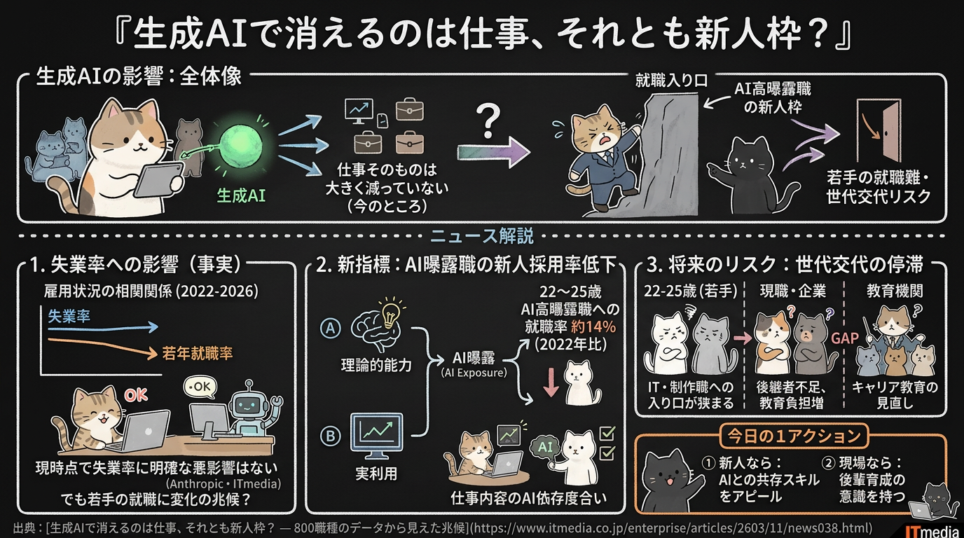 生成AIで消えるのは仕事、それとも新人枠？ — 800職種のデータから見えた兆候