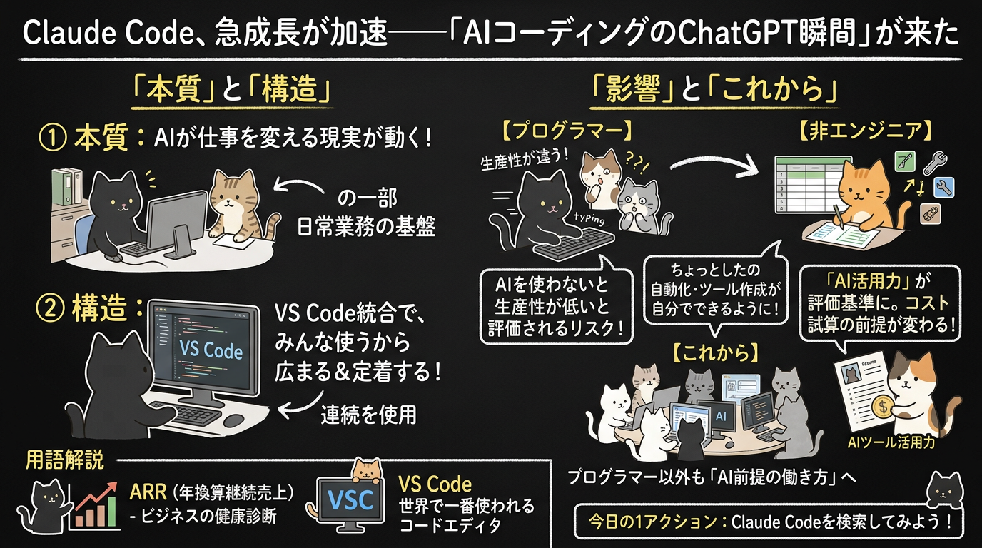 Claude Code、急成長が加速——「AIコーディングのChatGPT瞬間」が来た