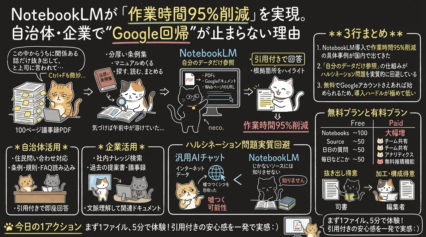 NotebookLMが「作業時間95%削減」を実現。自治体・企業で"Google回帰"が止まらない理由