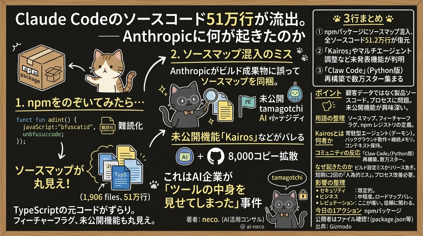 Claude Codeのソースコード51万行が流出。Anthropicに何が起きたのか