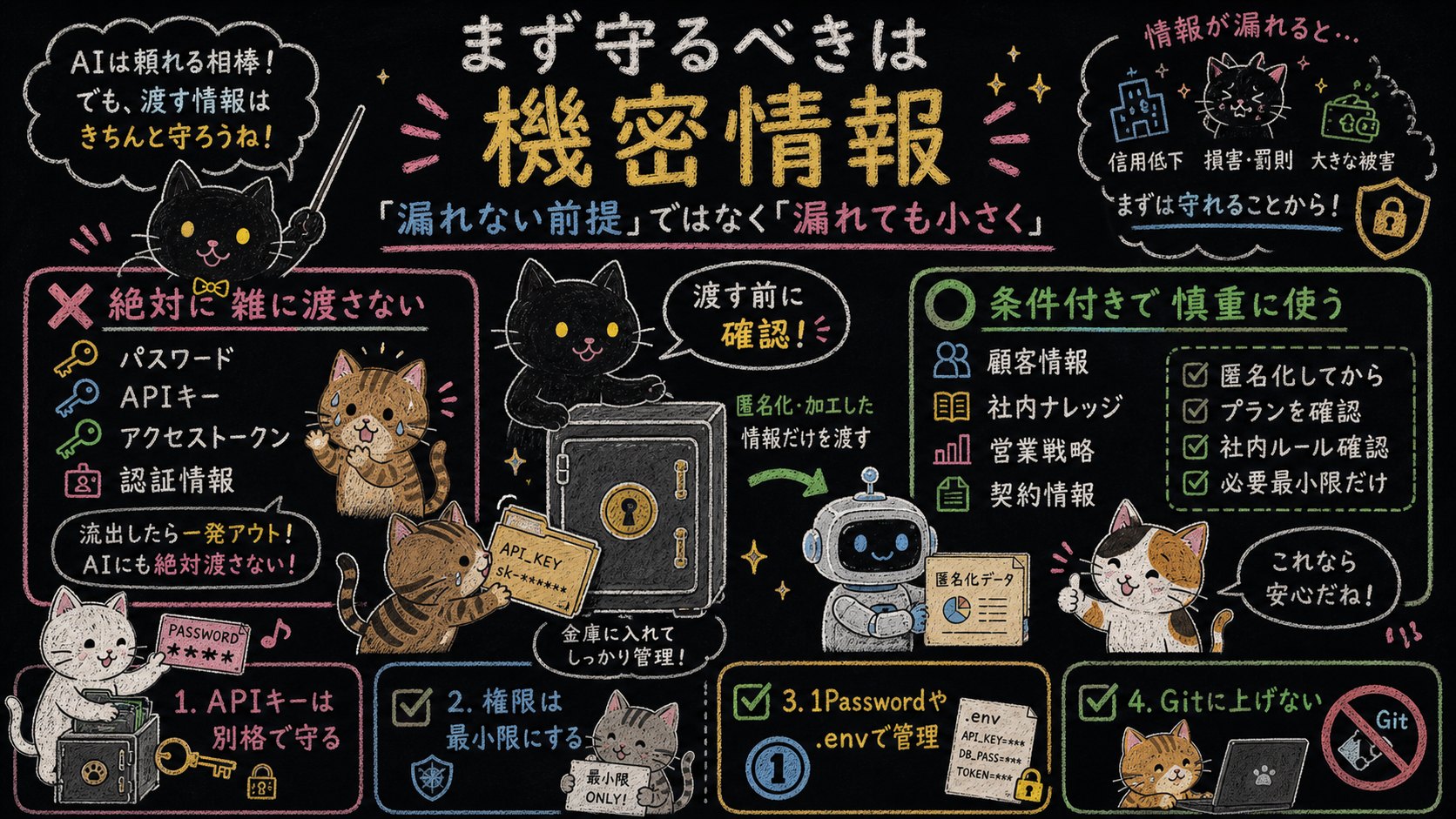 機密情報を守りながらAIを使うイメージ